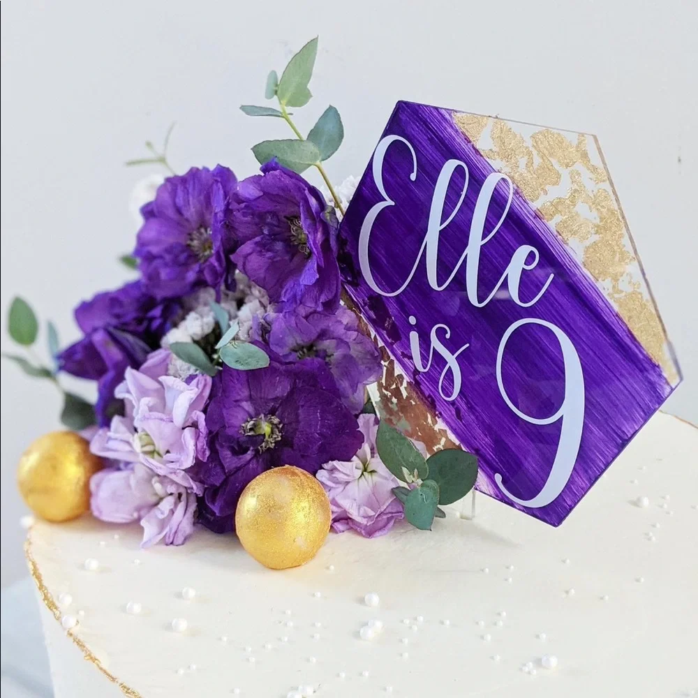 Personalized custom made acrylic cake topper